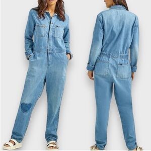 NWT Lee x Free People Vintage Modern Union-Alls Coverall Jumpsuit With Heart